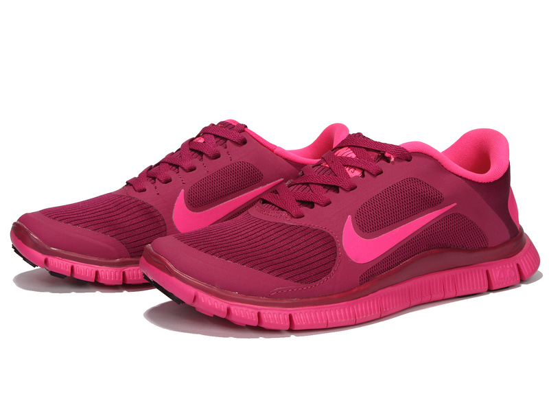 Hot Nike Free4.0 Women Shoes Hotpink/Crimson